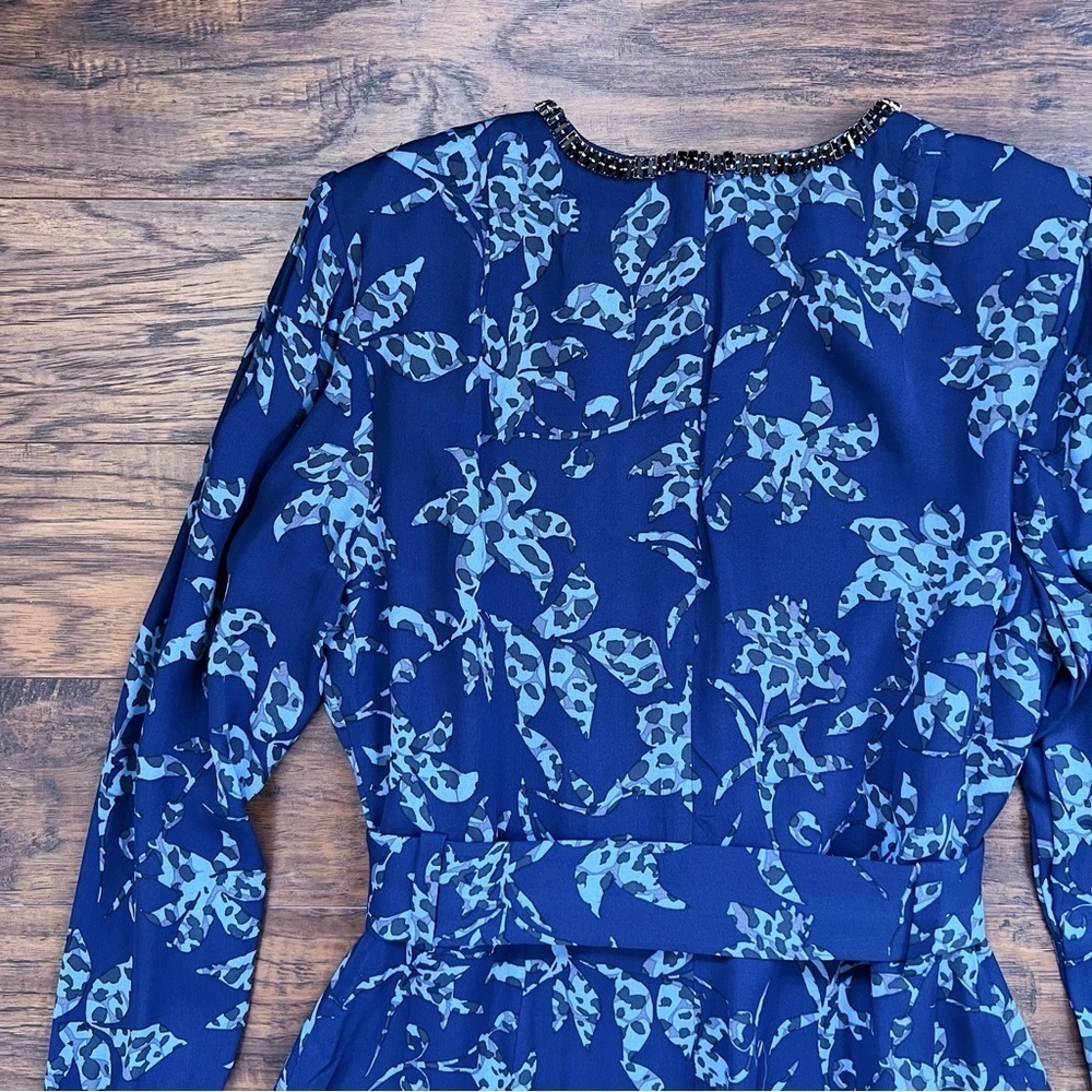 REISS • Melody Printed Dress With Embellished Detail blue floral beaded mini - Picture 13 of 15